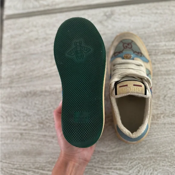 Gucci Kids Beige and Blue Sneakers